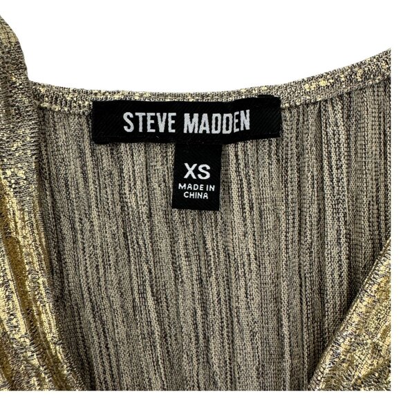 Steve Madden Azura Gold Top Women's Size XS Peplum Metallic - Picture 7 of 7